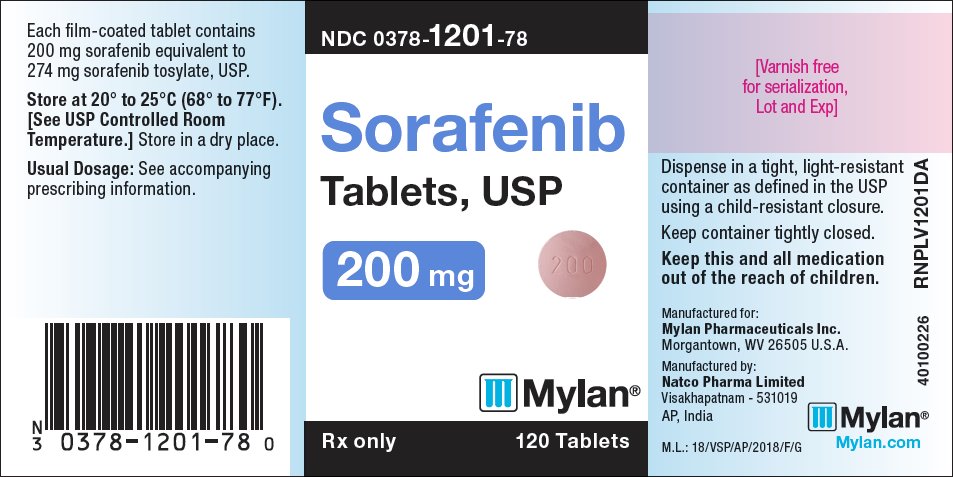 Sorafenib Tablets, USP 200 mg 병 라벨