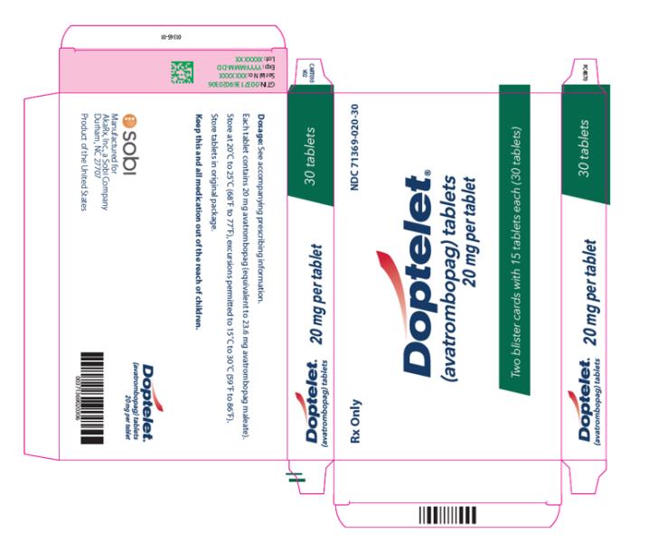 NDC 71369-020-30
정제당 20 mg
Rx Only
Doptelet
15정이 든 두 블리스터 카드 (30정)
